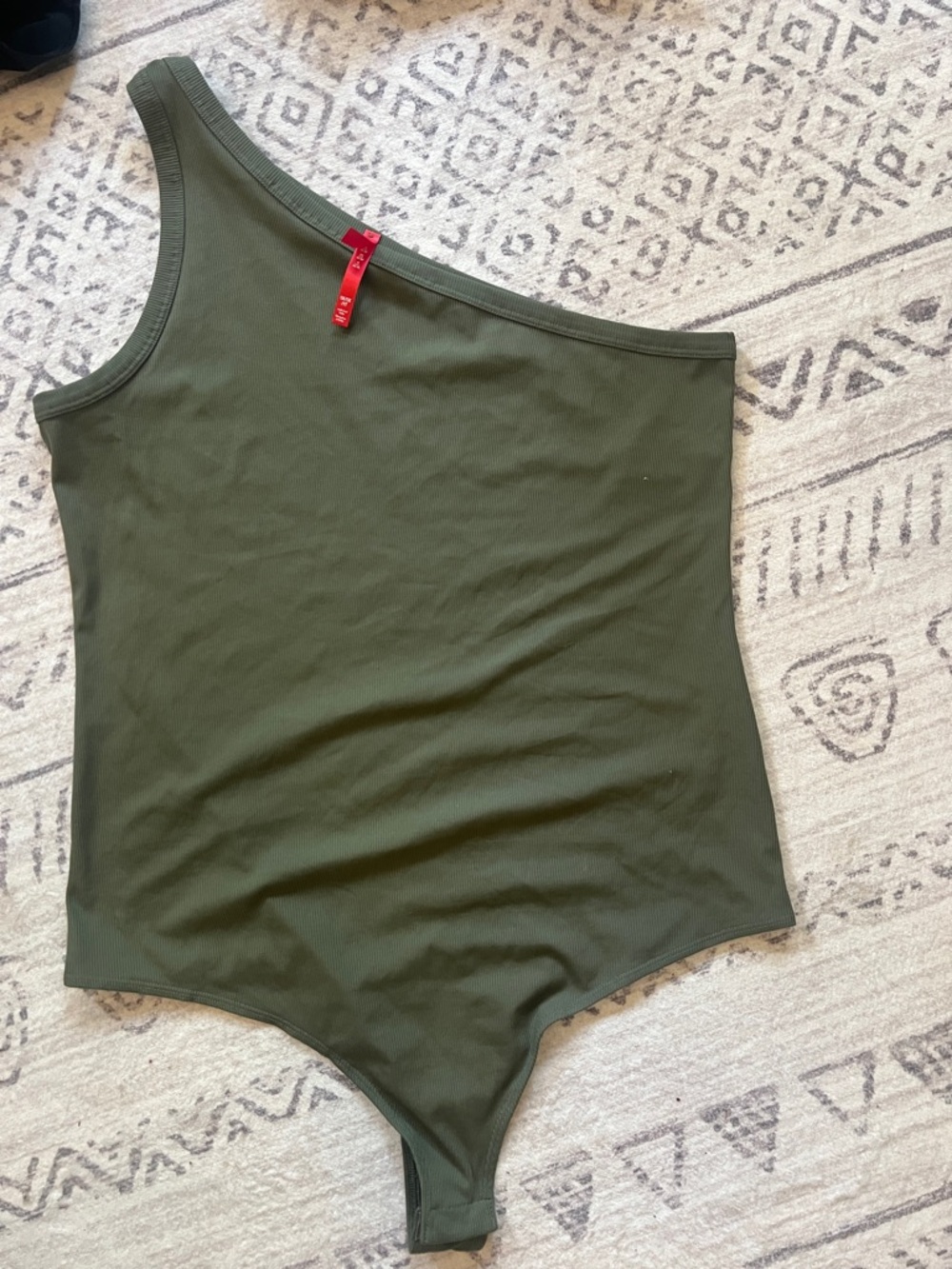 SPANX Olive Green One-Shoulder Ribbed Bodysuit